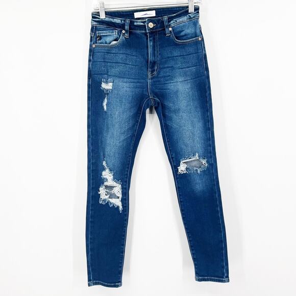 KanCan Layla High Rise Ripped Knees Skinny Jeans - Picture 1 of 7